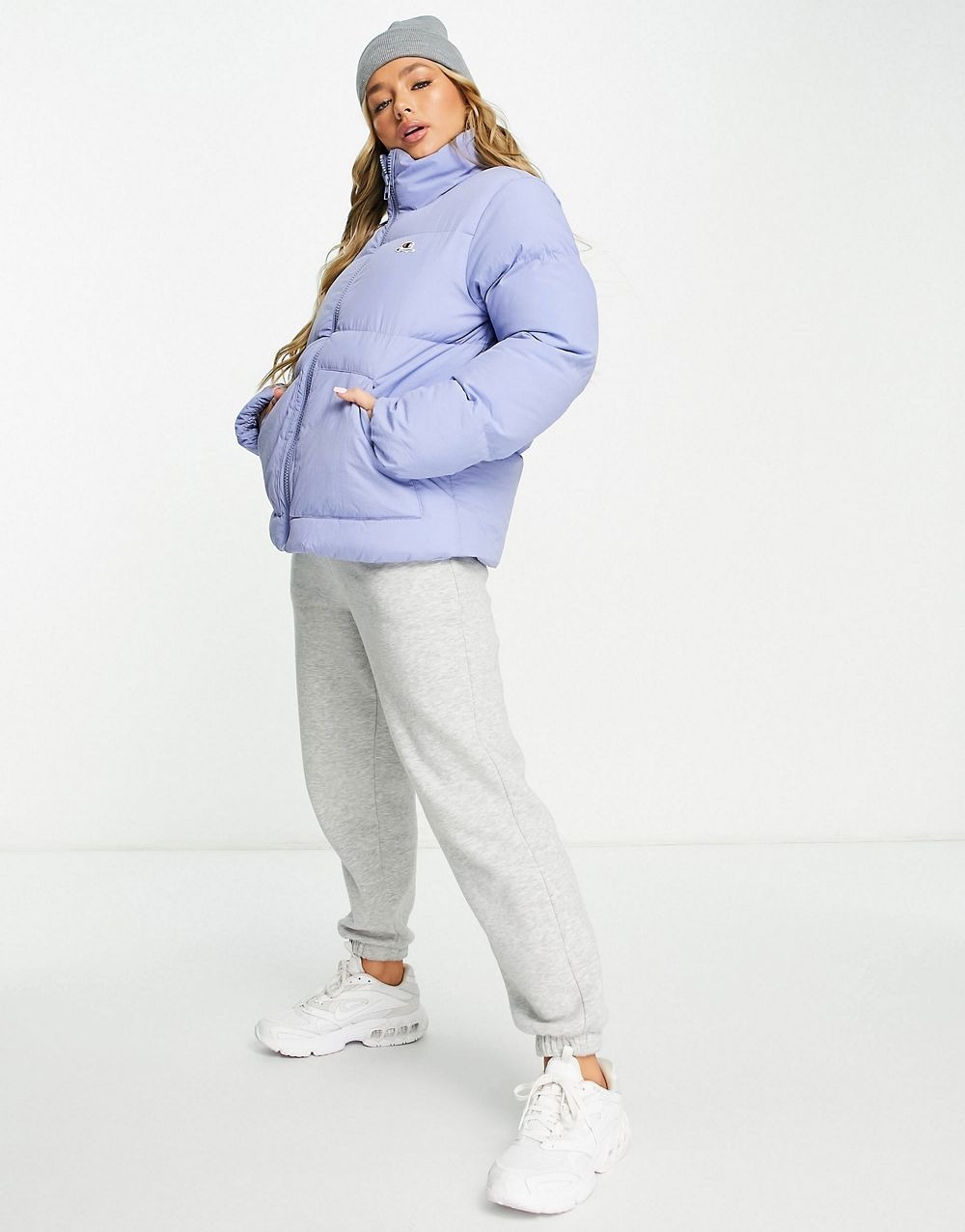 Small Logo Puffer Jacket In Blue - Image 3
